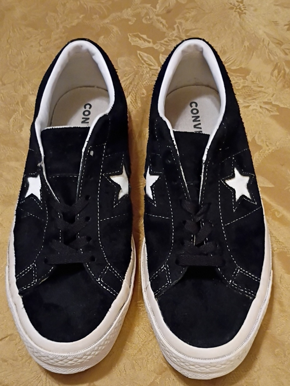 CONVERSE Black Suede Sneakers with White Star Accent Men's 10.0 Women's 12.0 - Picture 4 of 12